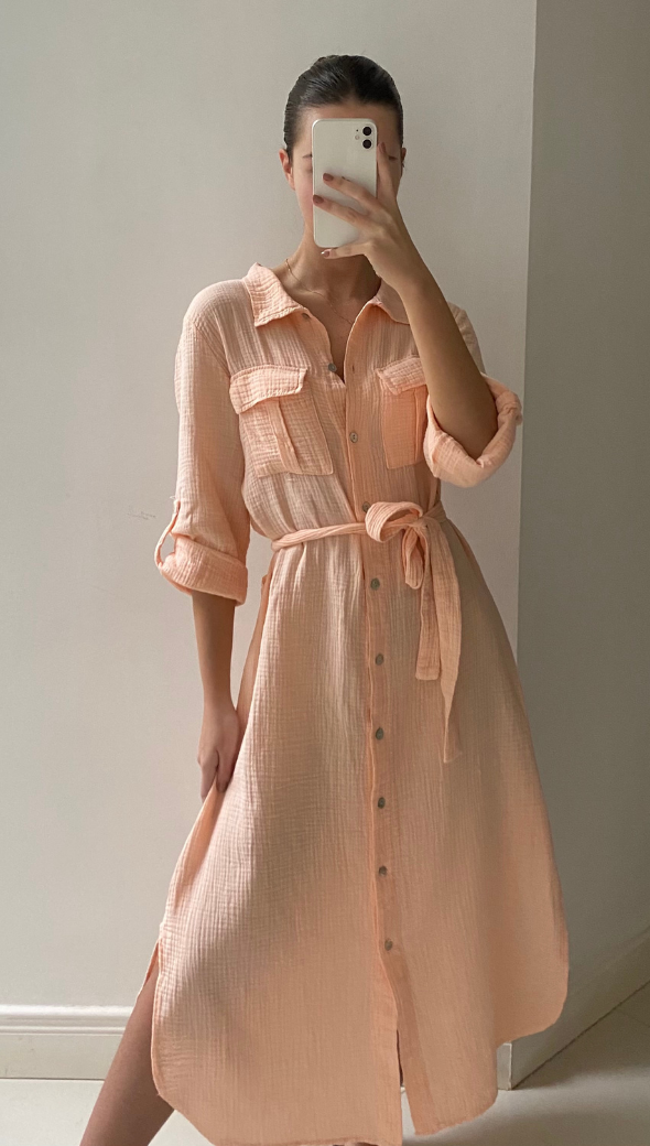 CASSIS SHIRT DRESS - SOFT PEACH