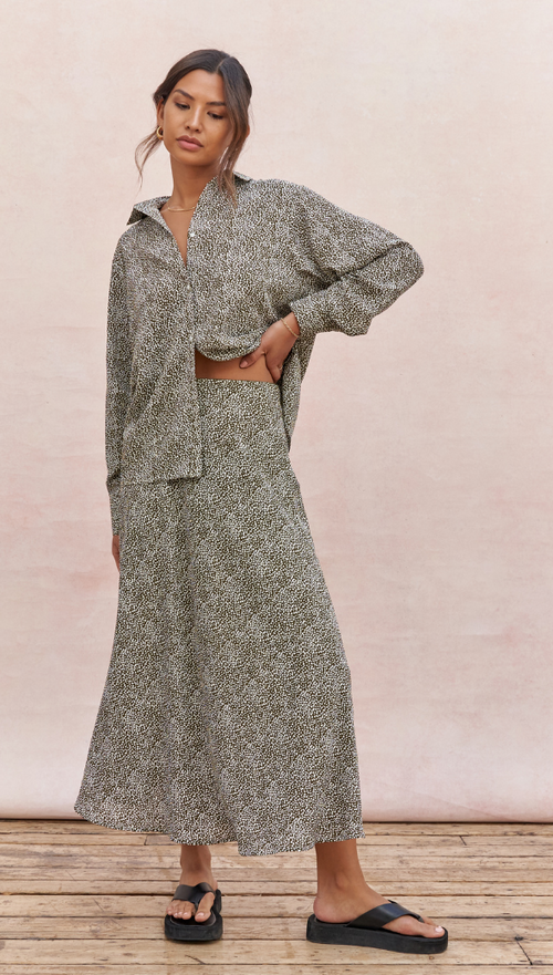 AYLA SHIRT - KHAKI PRINT