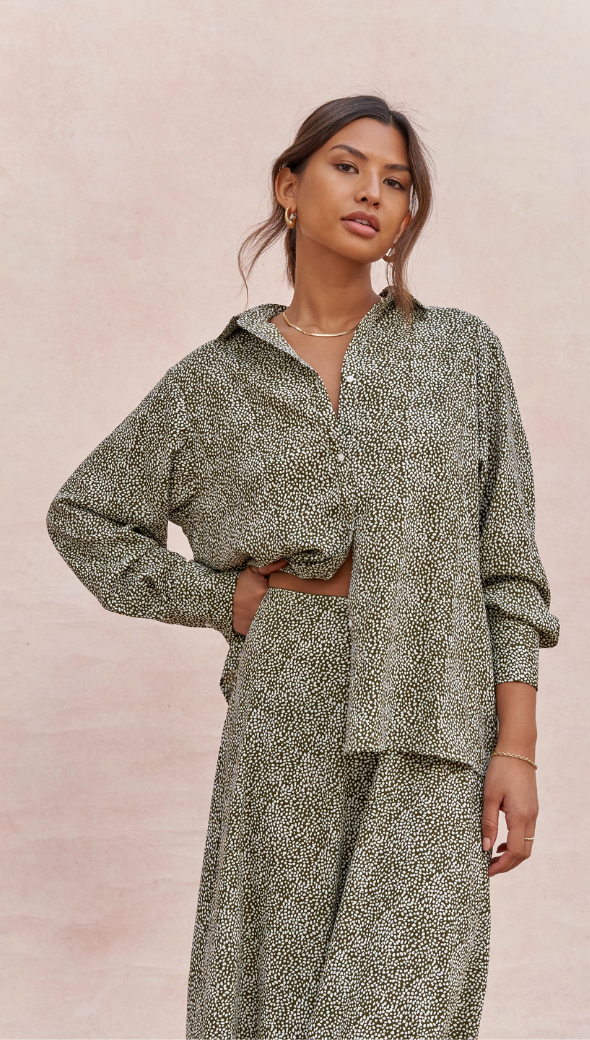 AYLA SHIRT - KHAKI PRINT