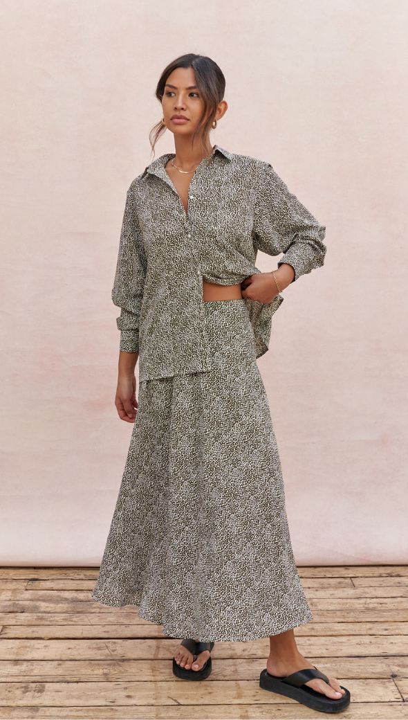 Ayla Shirt - Khaki Print