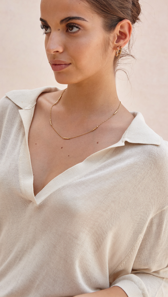 RAMONA KNIT POLO SHIRT - IVORY