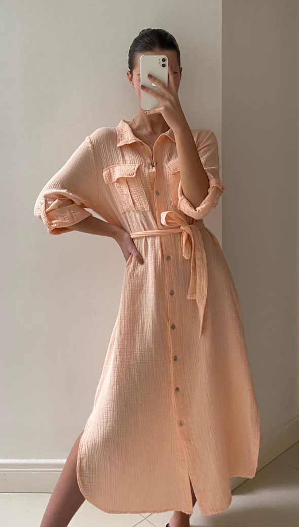 CASSIS SHIRT DRESS - SOFT PEACH