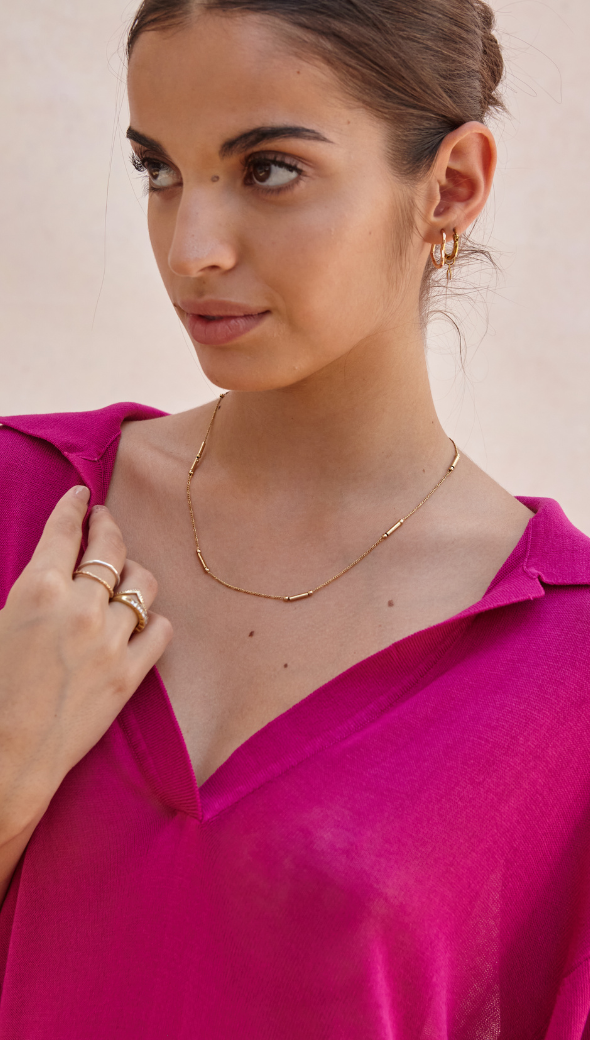 RAMONA KNIT POLO SHIRT - FUCHSIA