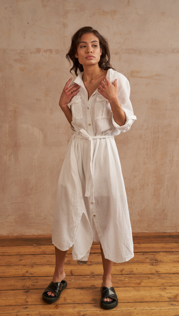 Cassis Shirt Dress - White