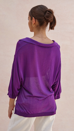RAMONA KNIT POLO SHIRT - ELECTRIC VIOLET