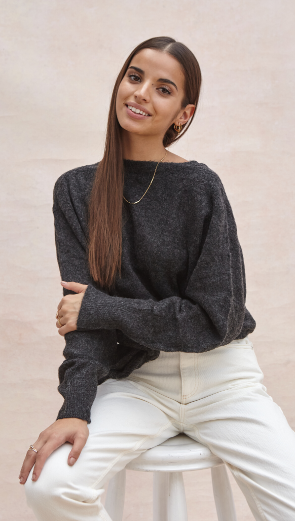 VALERIE CARDIGAN - BLACK MELANGE