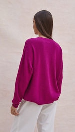 MARLIE V-NECK SWEATER - FUCHSIA