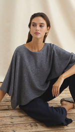 ANA KNITTED TOP - GREY MELANGE