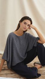 ANA KNITTED TOP - GREY MELANGE