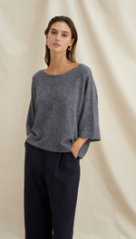 ANA KNITTED TOP - GREY MELANGE