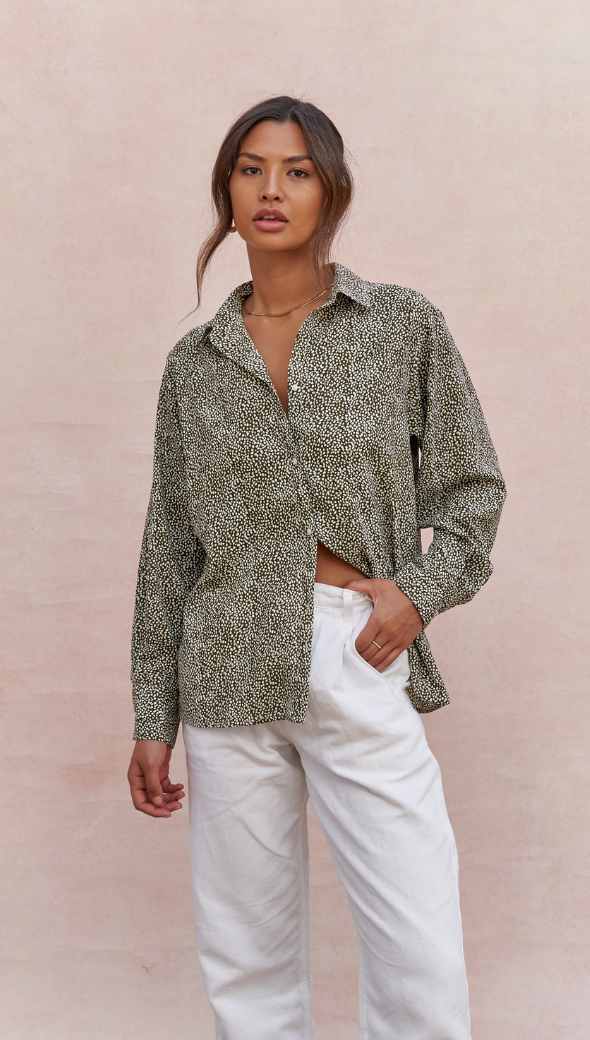 Ayla Shirt - Khaki Print