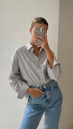 TILA BOYFRIEND SHIRT - GREY STRIPE