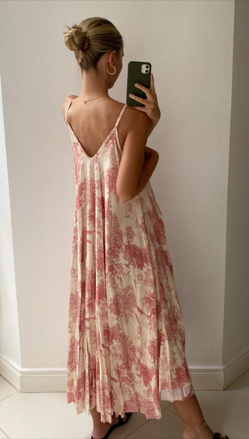 FRENCH TOILE DRESS - PINK PRINT