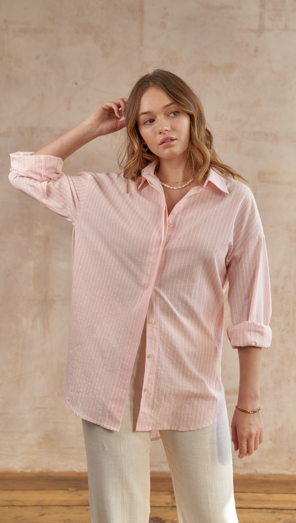 TAYLOR SHIRT - PINK STRIPE