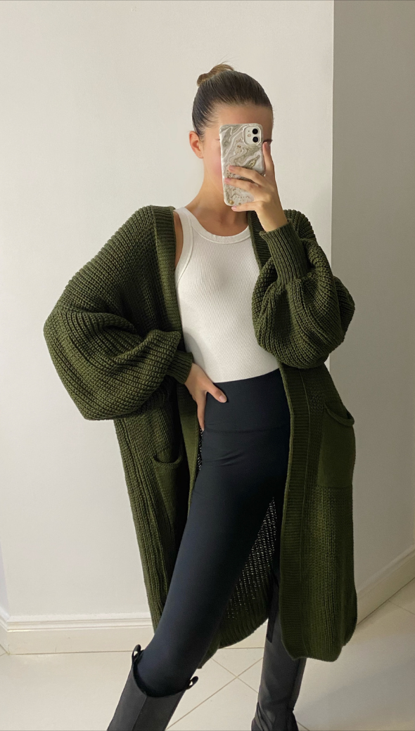 SELMA BELL SLEEVE CARDIGAN - KHAKI