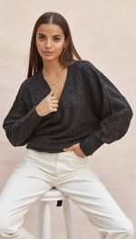 VALERIE CARDIGAN - BLACK MELANGE