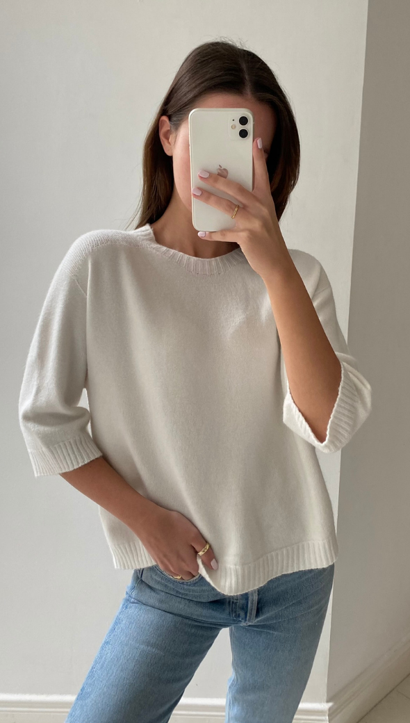 SELINA SOFT KNIT TEE - IVORY