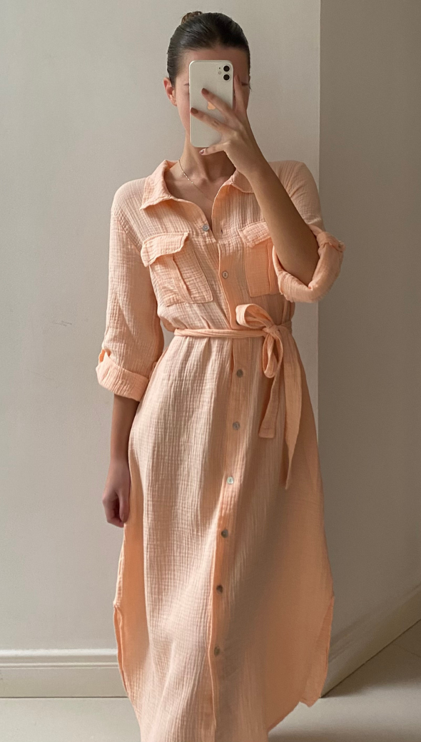 CASSIS SHIRT DRESS - SOFT PEACH