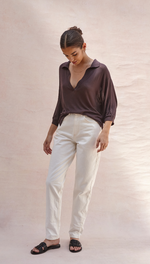 RAMONA KNIT POLO SHIRT - CEDAR