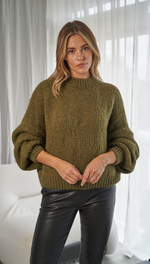 CROPPED ROSALIA SWEATER - KHAKI