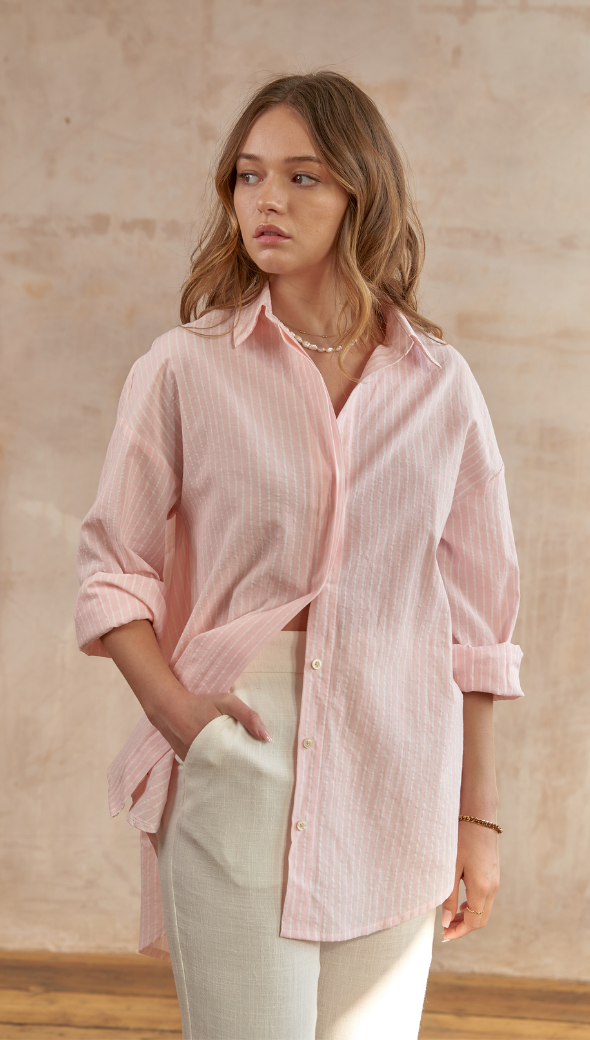 CHARLI TAYLOR SHIRT PINK STRIPE Charli London