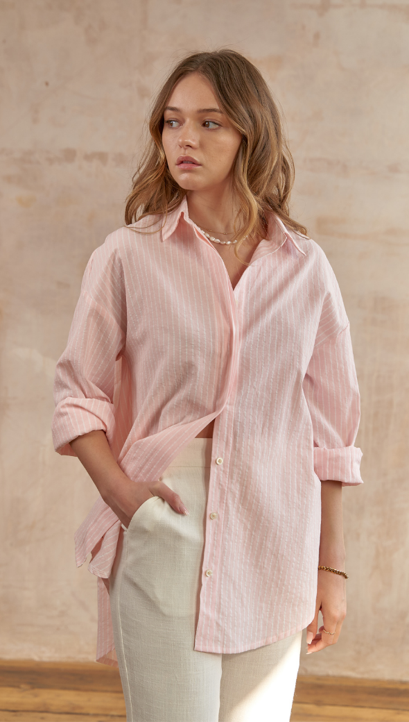 TAYLOR SHIRT - PINK STRIPE