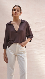 RAMONA KNIT POLO SHIRT - CEDAR