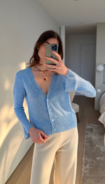 CINDY CASHMERE CARDIGAN - SKY
