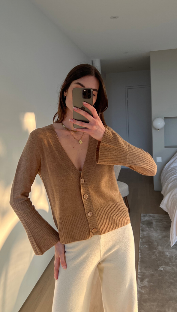 Cindy Cashmere Cardigan - Tan