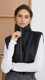 DANICA CROPPED GILET - BLACK