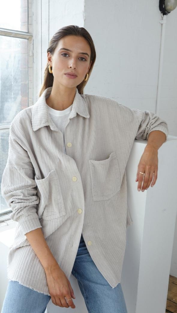 DELPHINE SOFT CORD OVERSHIRT - CLAY
