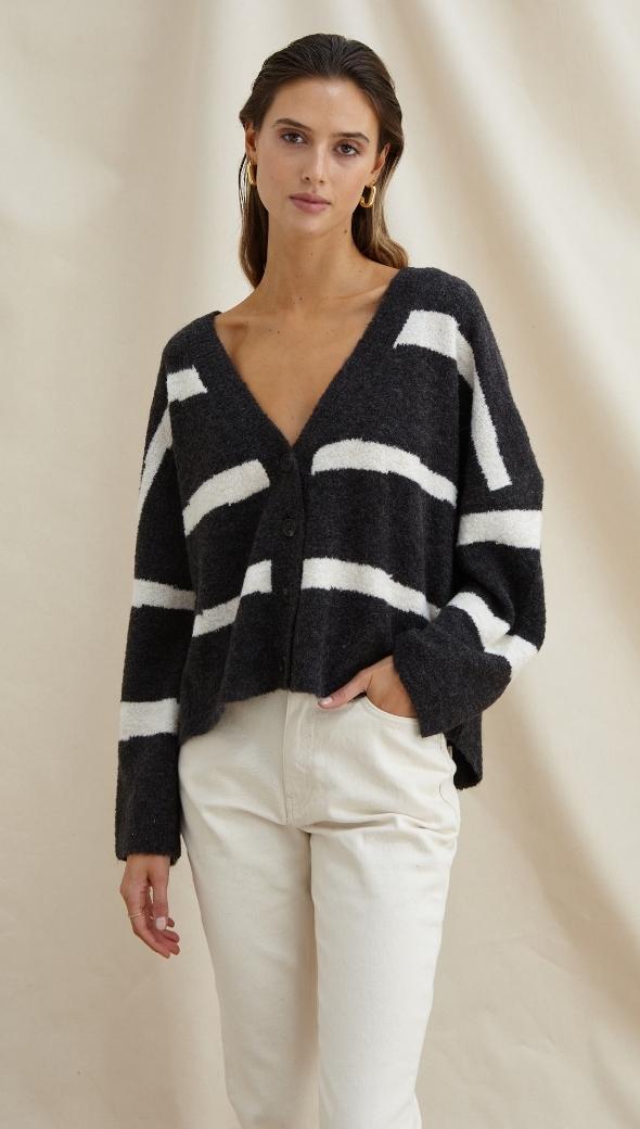 VIOLET CARDIGAN - DARK GREY IVORY