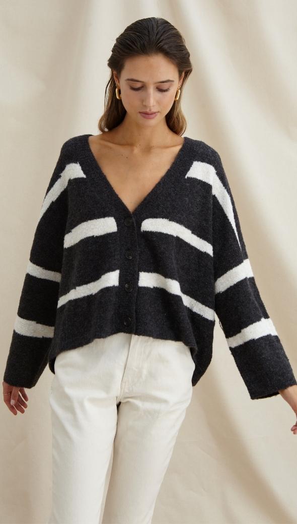 VIOLET CARDIGAN - DARK GREY IVORY