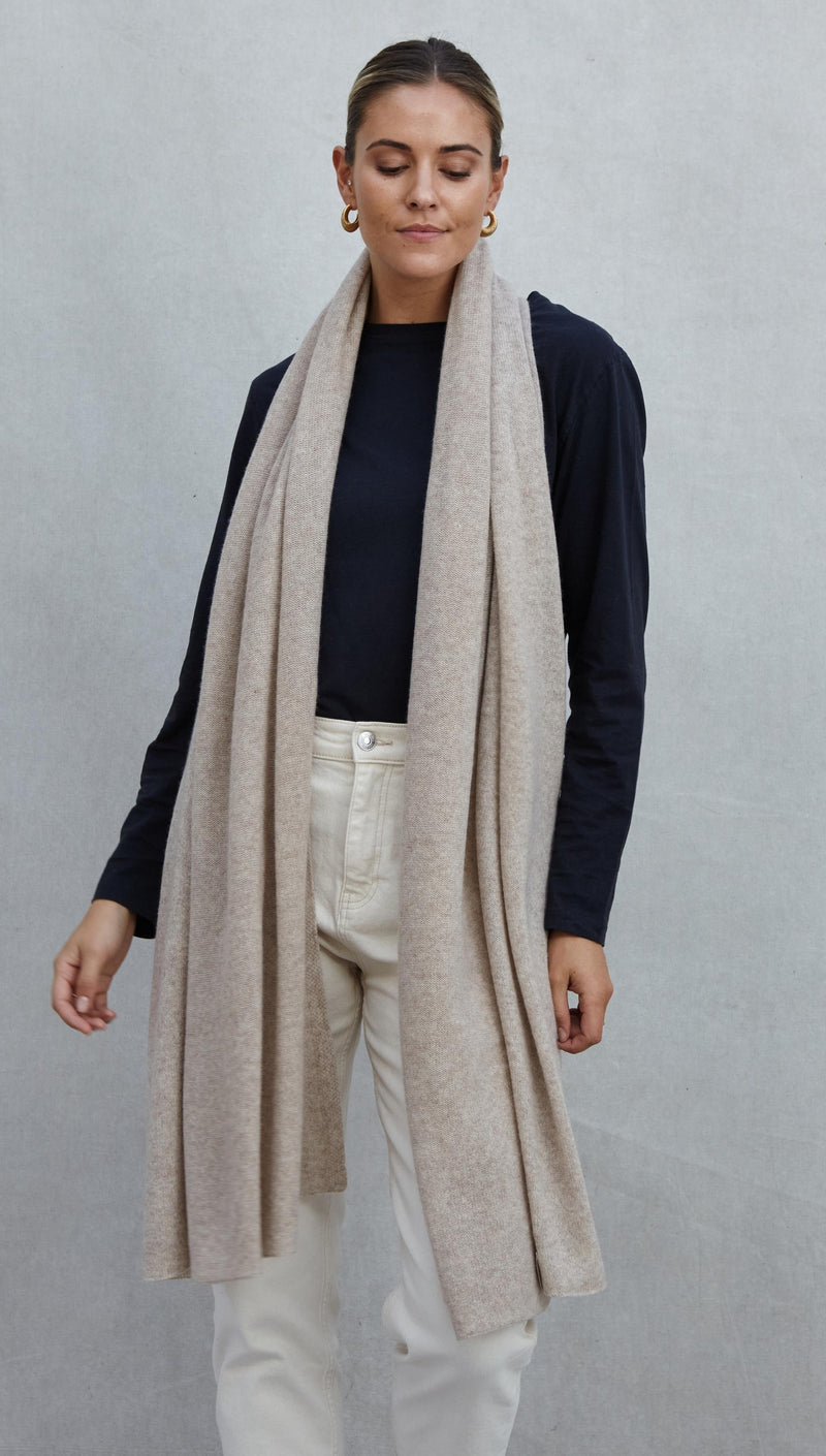 CASHMERE TRAVEL WRAP - OATMEAL