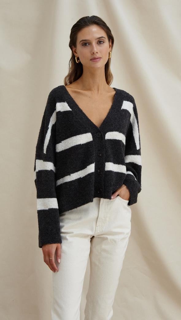 VIOLET CARDIGAN - DARK GREY IVORY