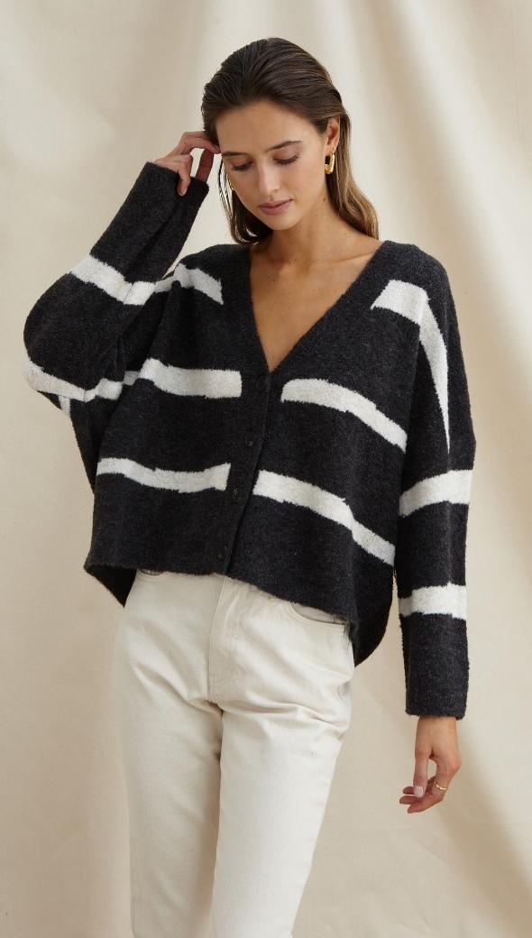VIOLET CARDIGAN - DARK GREY IVORY