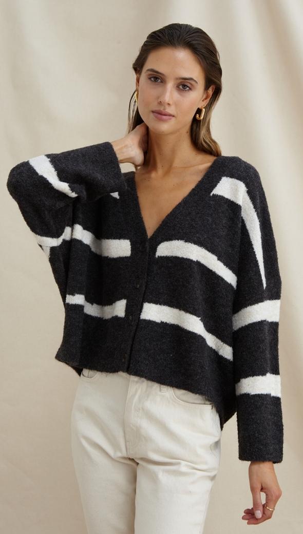 VIOLET CARDIGAN - DARK GREY IVORY