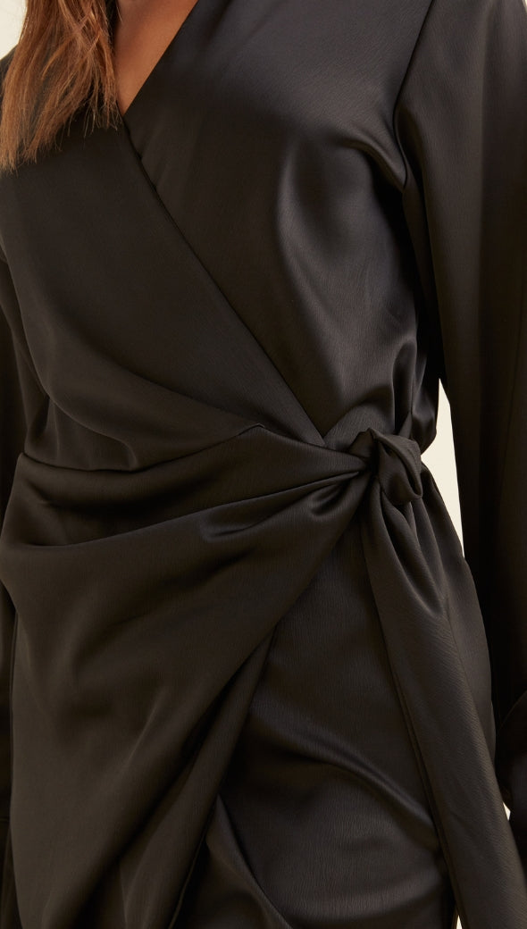 DANI SATIN DRESS - BLACK