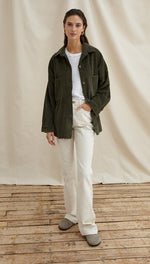 DELPHINE SOFT CORD OVERSHIRT - KHAKI