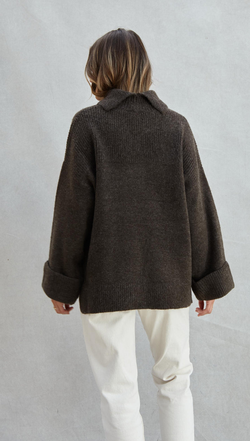 VANESSA SWEATER - DARK ESPRESSO MELANGE