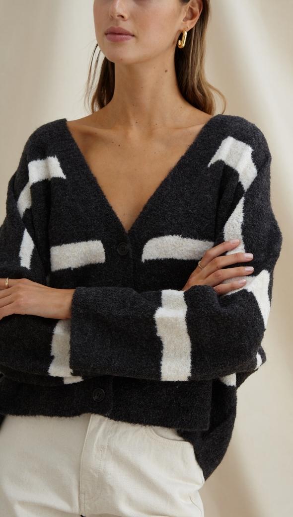 VIOLET CARDIGAN - DARK GREY IVORY