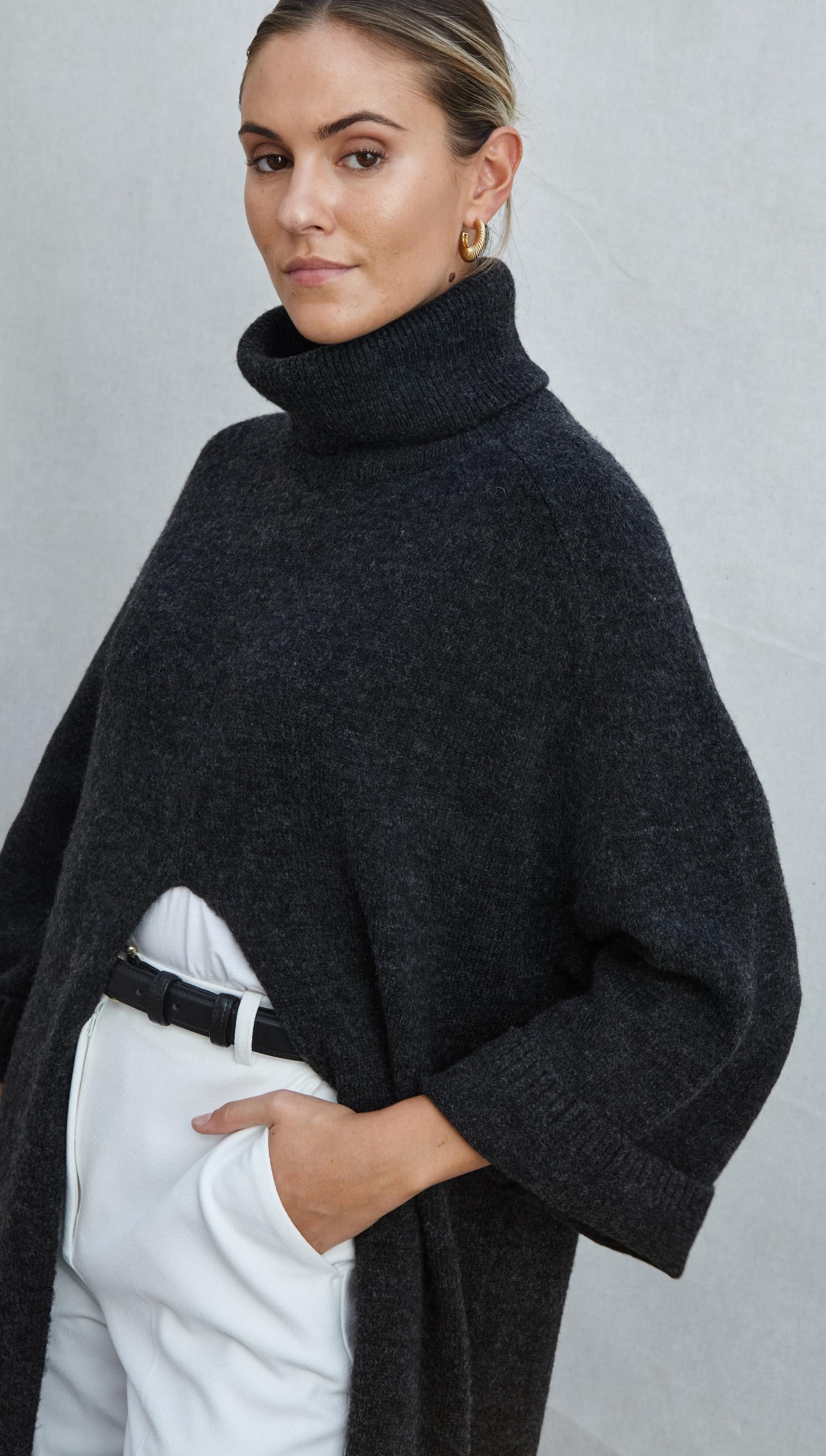 Vivienne Sweater Dress - Black Melange