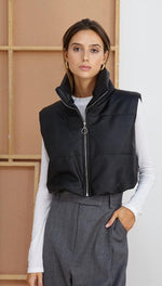 DANICA CROPPED GILET - BLACK