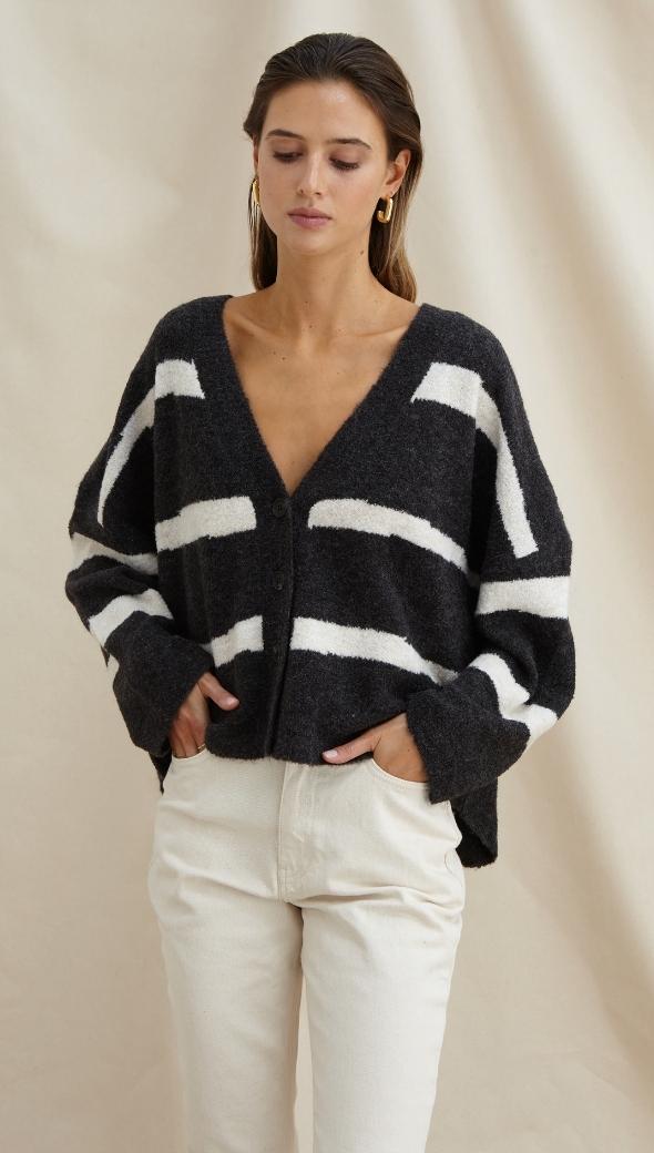 VIOLET CARDIGAN - DARK GREY IVORY
