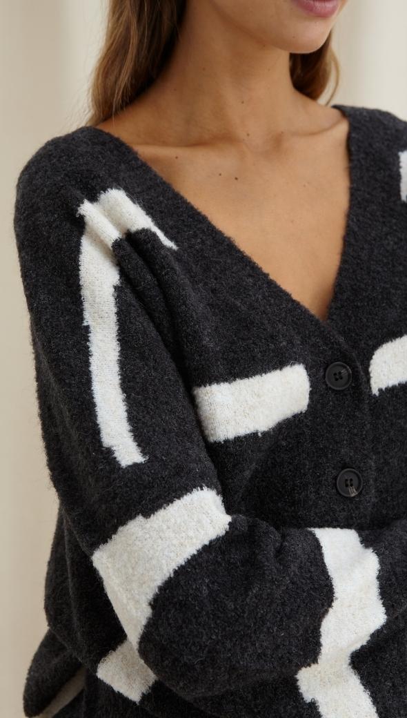 VIOLET CARDIGAN - DARK GREY IVORY