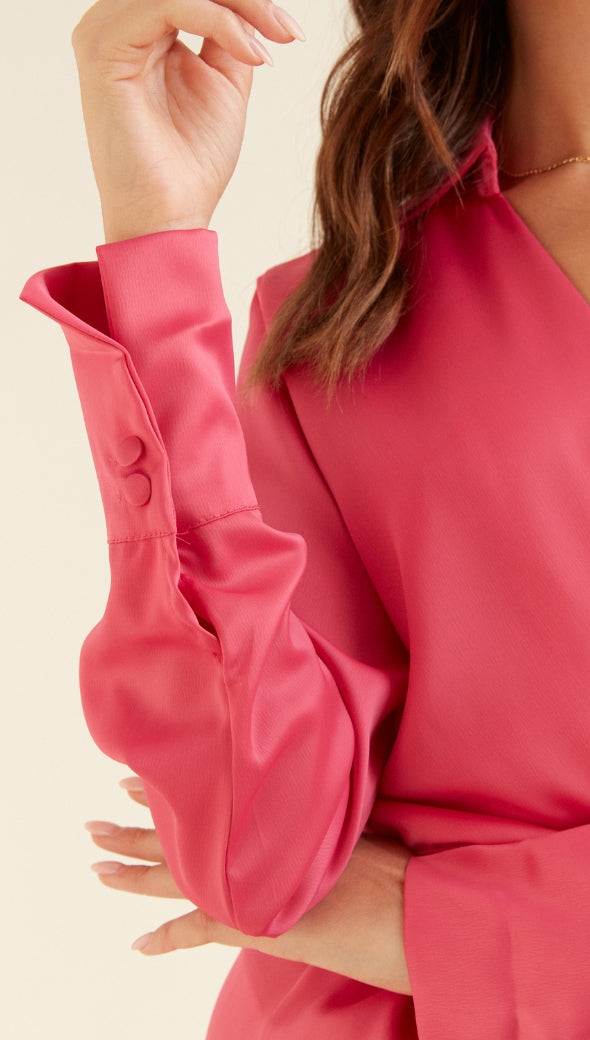 DANI SATIN DRESS - FUCHSIA
