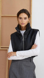 DANICA CROPPED GILET - BLACK