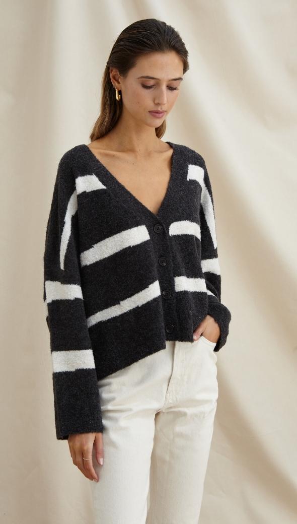 VIOLET CARDIGAN - DARK GREY IVORY