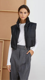 DANICA CROPPED GILET - BLACK