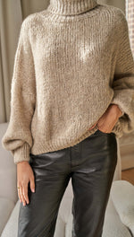 LEIA ROLL NECK SWEATER - OATMEAL